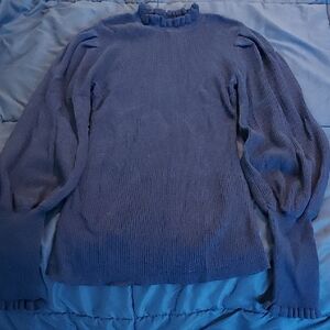 White House Black Market Women's Blue Cowl Neck Sweater